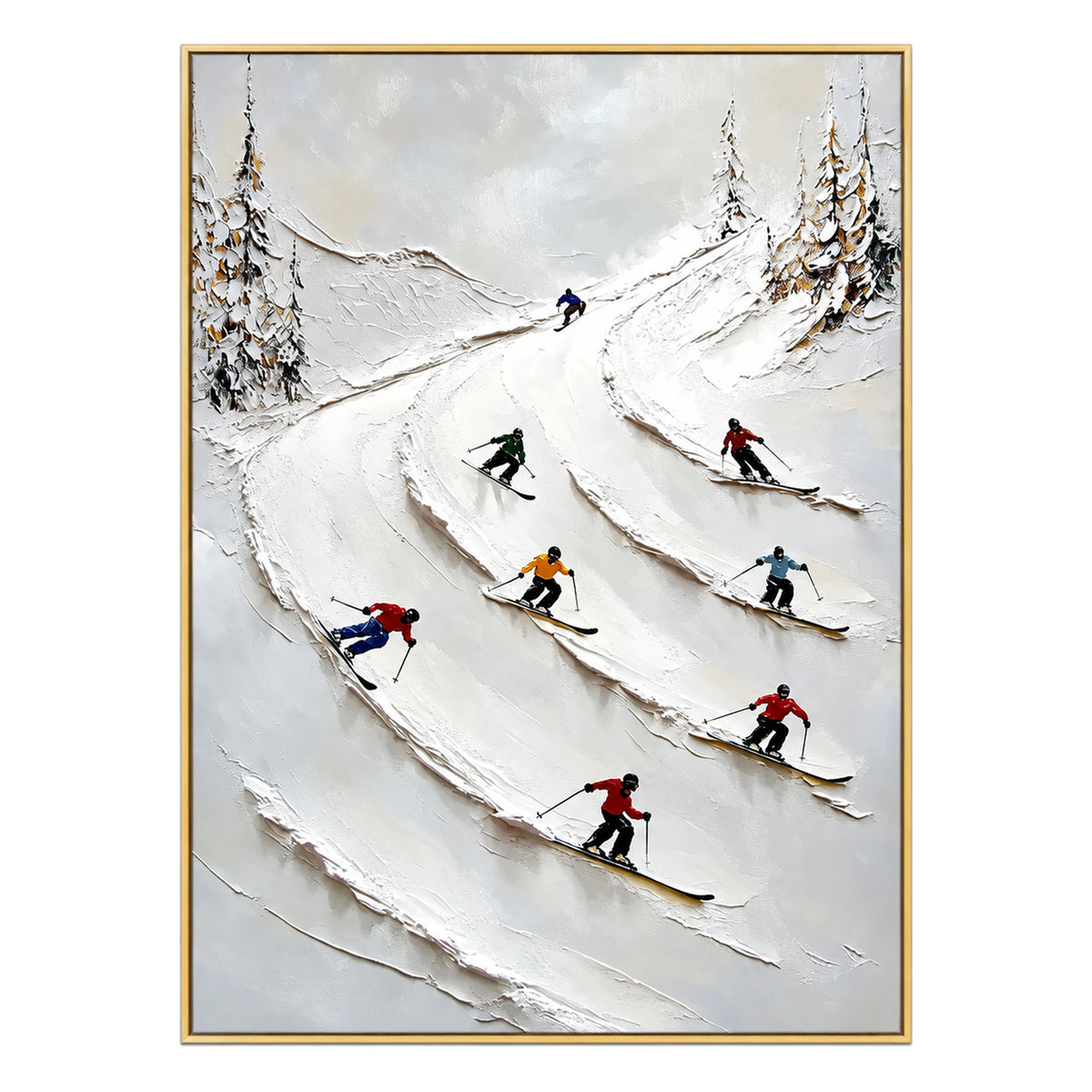 Diagonal Skiers Oil Painting – SK#0937