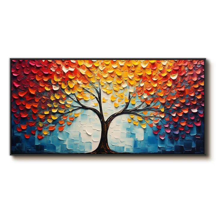 Ember Bloom – Textured Tree Hand-Painted Oil Painting