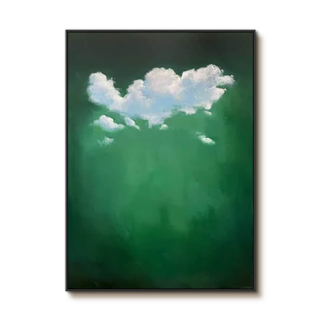 Emerald Gloom – Abstract Cloud Hand-Painted Oil Painting