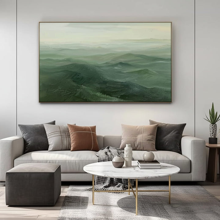 Emerald Tides – Abstract Landscape Hand-Painted Oil Painting