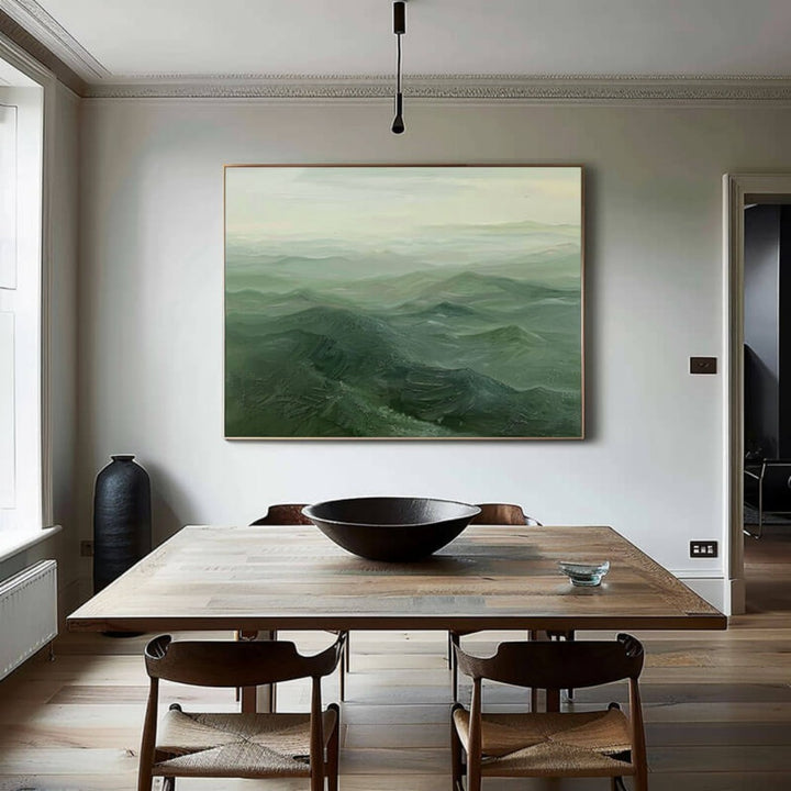 Emerald Tides – Abstract Landscape Hand-Painted Oil Painting