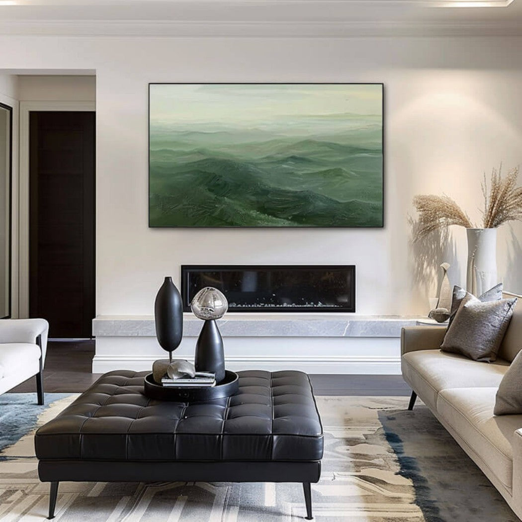 Emerald Tides – Abstract Landscape Hand-Painted Oil Painting