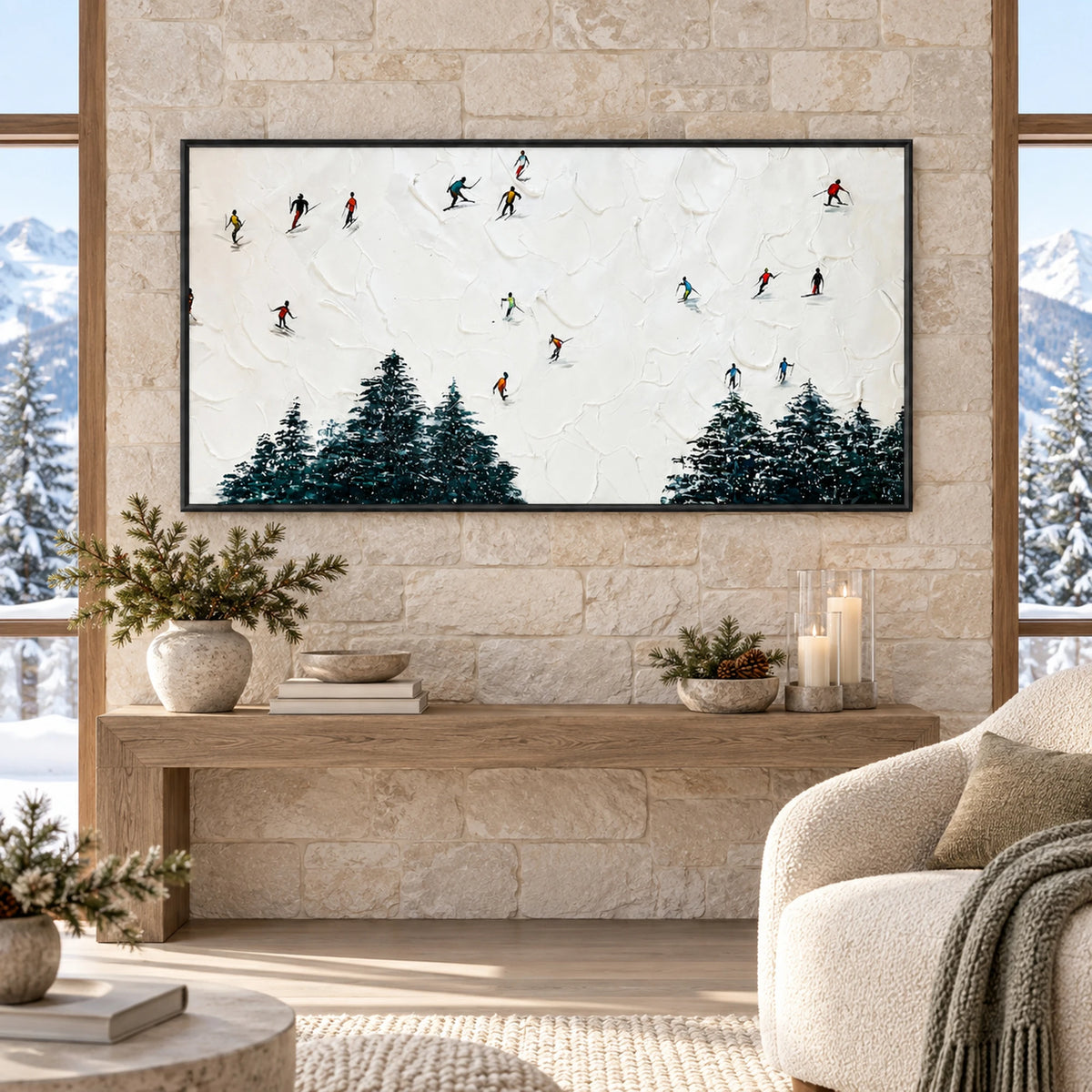 Evergreen Ski Panorama Oil Painting – SK#0944