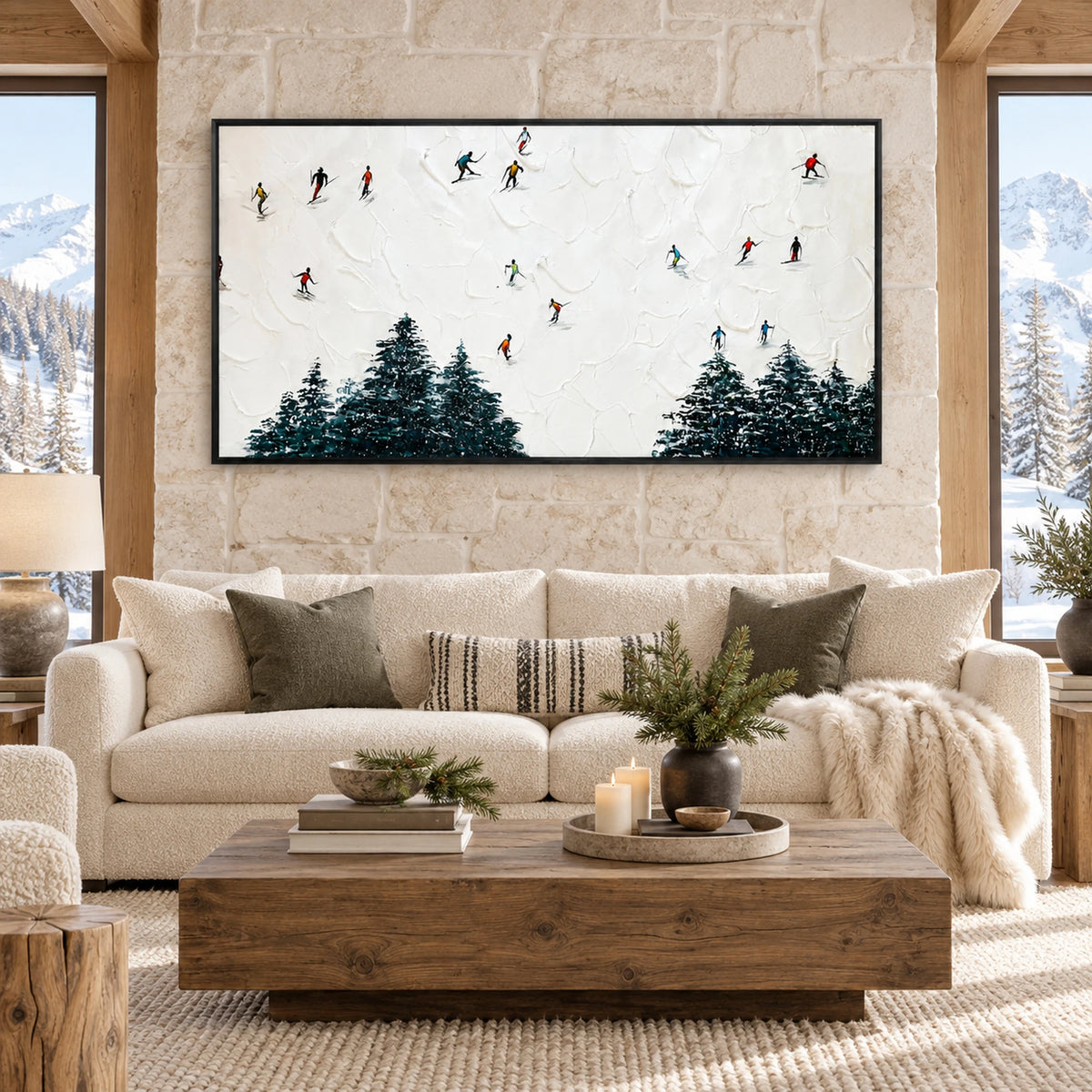Evergreen Ski Panorama Oil Painting – SK#0944