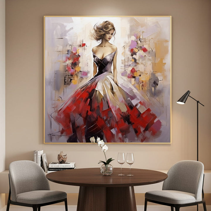 Scarlet Gala - Figurative Abstract Woman Painting