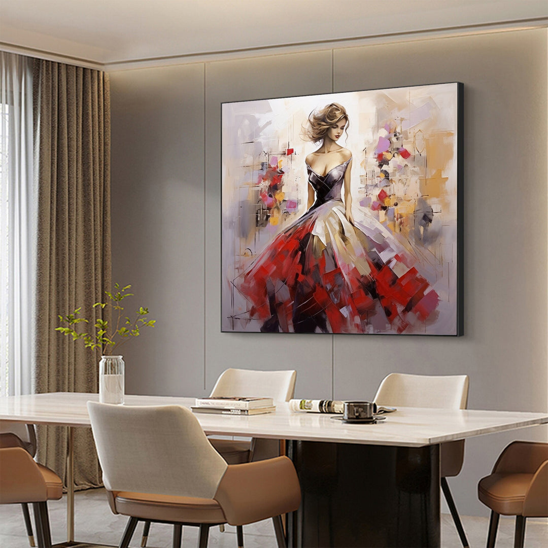 Scarlet Gala - Figurative Abstract Woman Painting