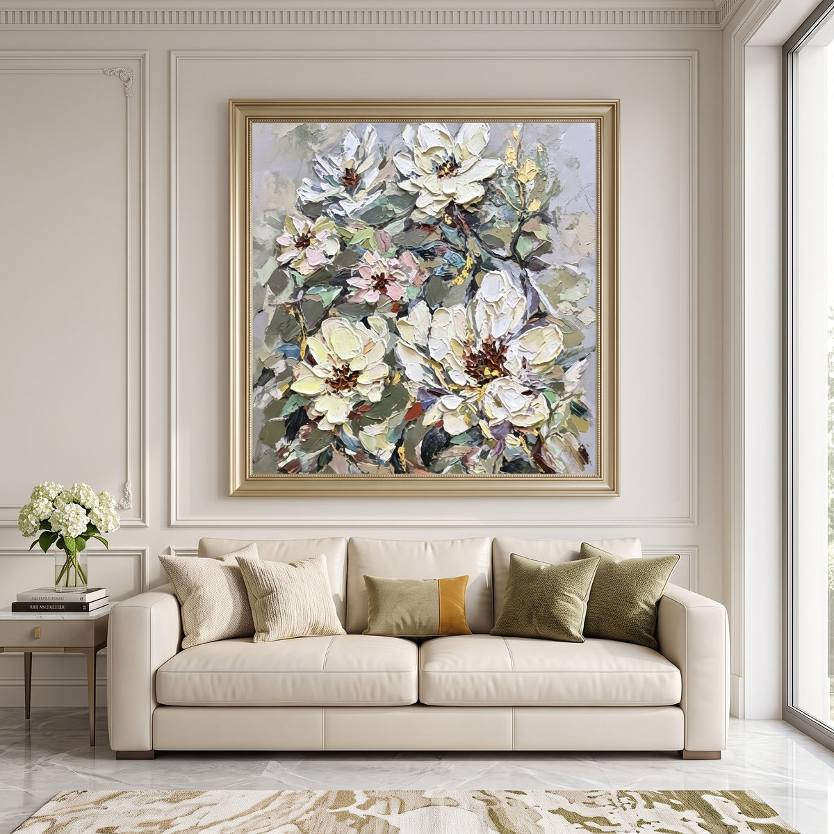 Ivory Blossom Vertical Art AA#3054