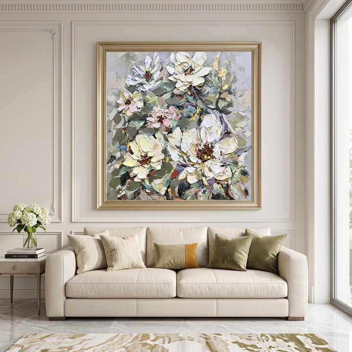 Ivory Blossom Vertical Art AA
