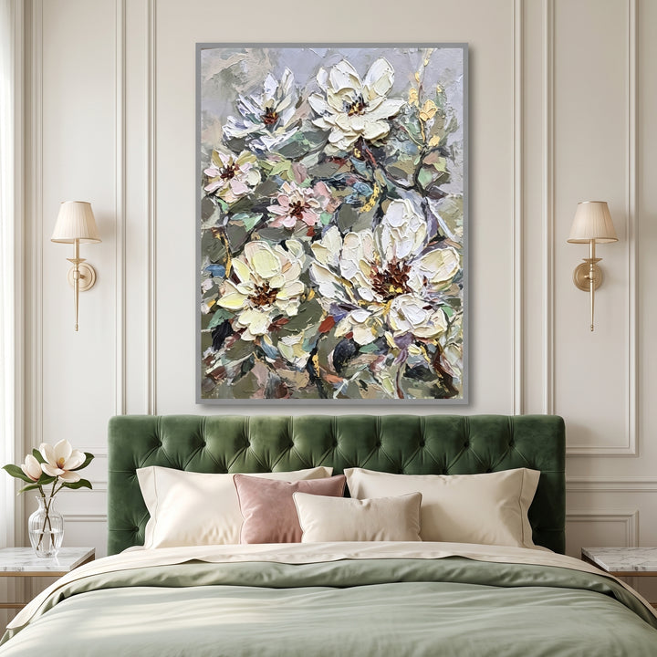 Ivory Blossom Vertical Art AA