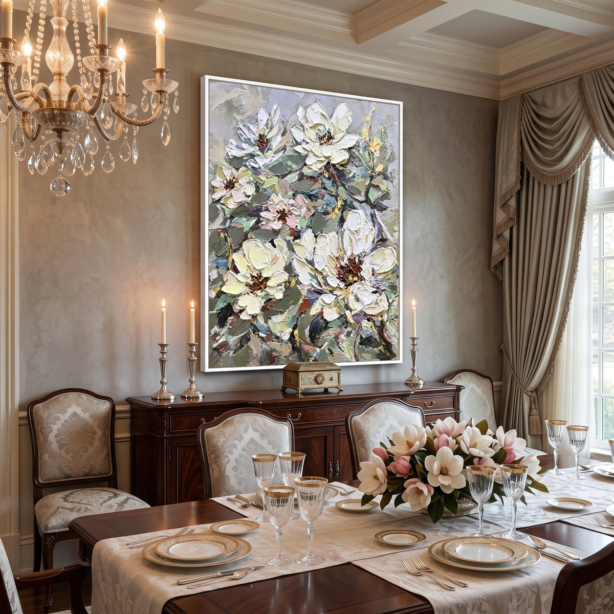 Ivory Blossom Vertical Art AA#3054