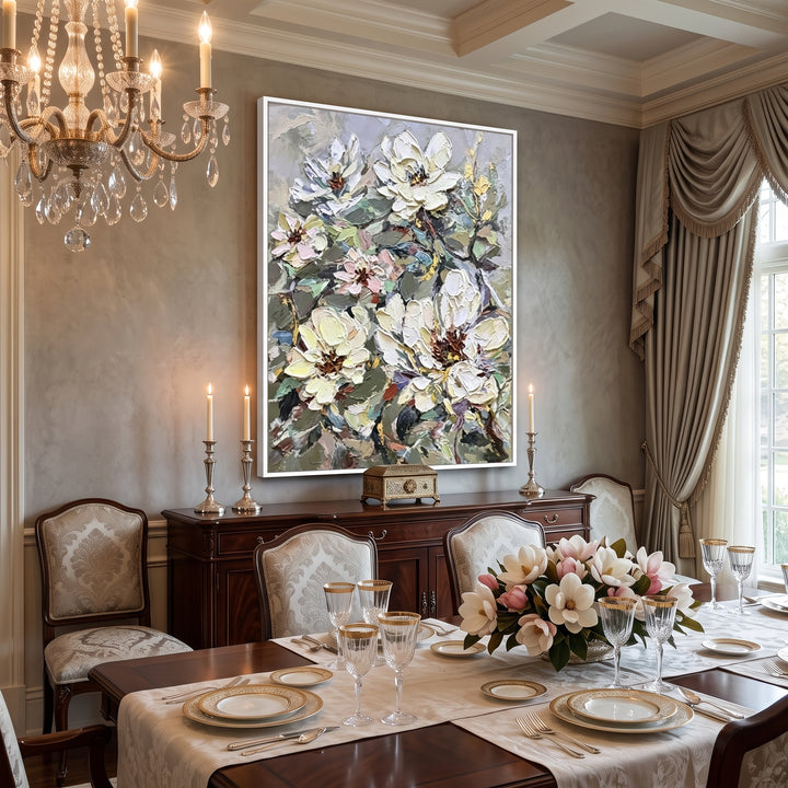 Ivory Blossom Vertical Art AA