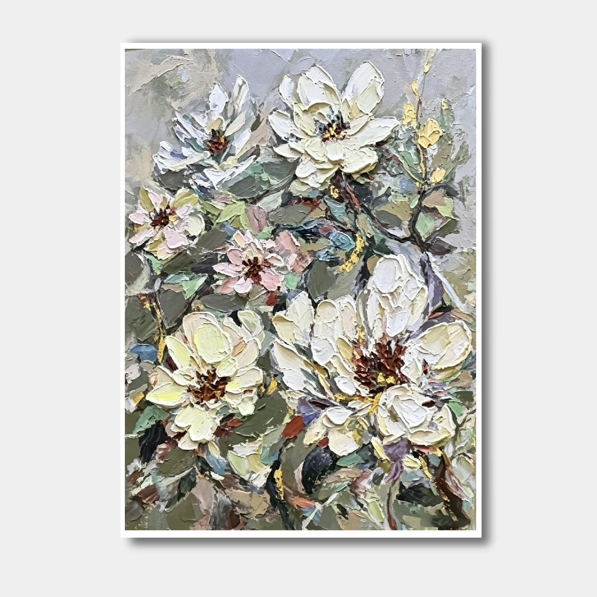 Ivory Blossom Vertical Art AA#3054