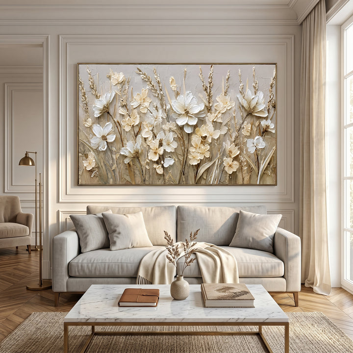 Ivory Floral Relief Art AA