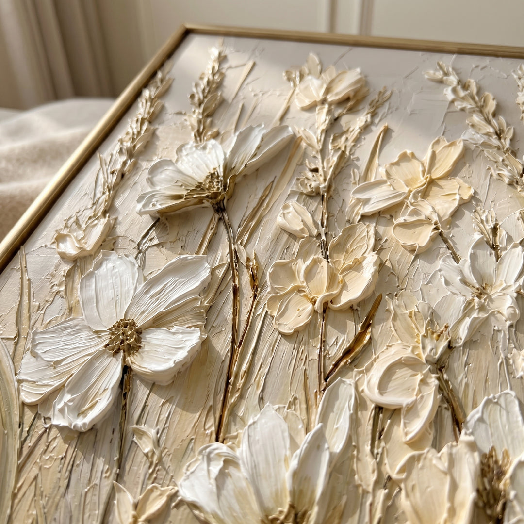 Ivory Floral Relief Art AA