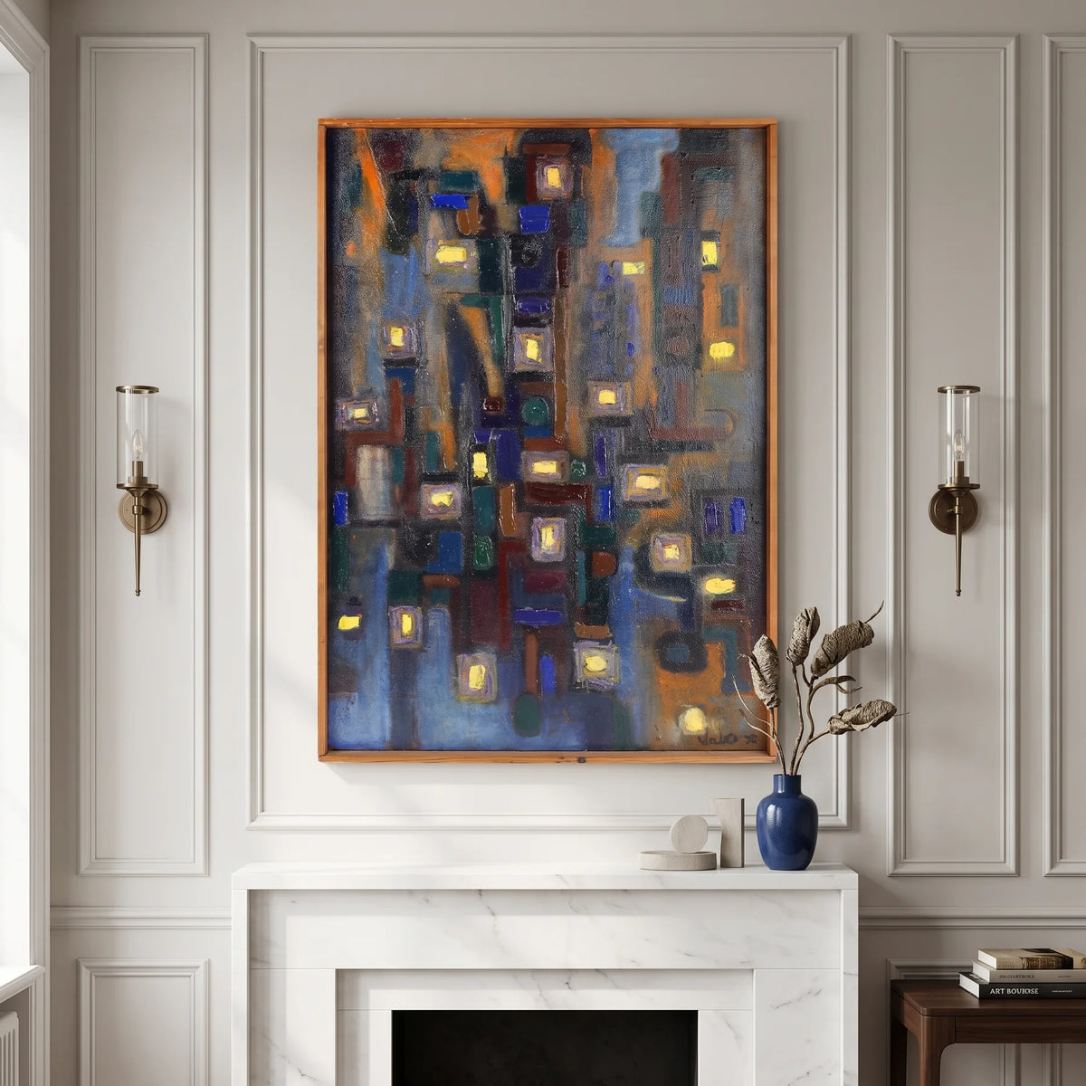 Midnight Grid Abstract Art AA#3027 — Existing room preview room preview