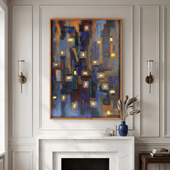 Midnight Grid Abstract Art AA