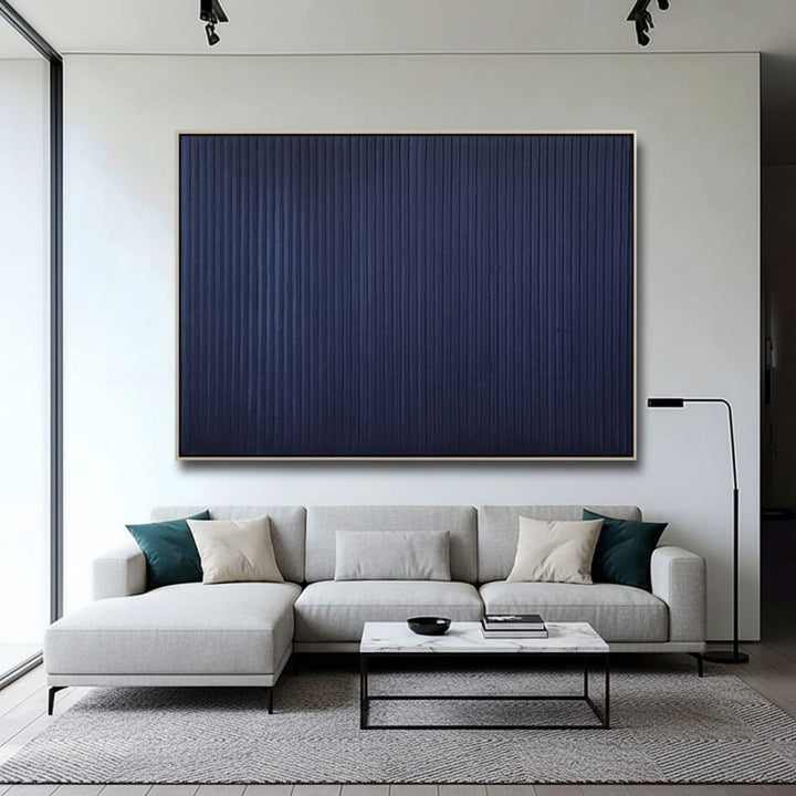 Midnight Pleat – Textured Indigo Hand-Painted Oil Painting