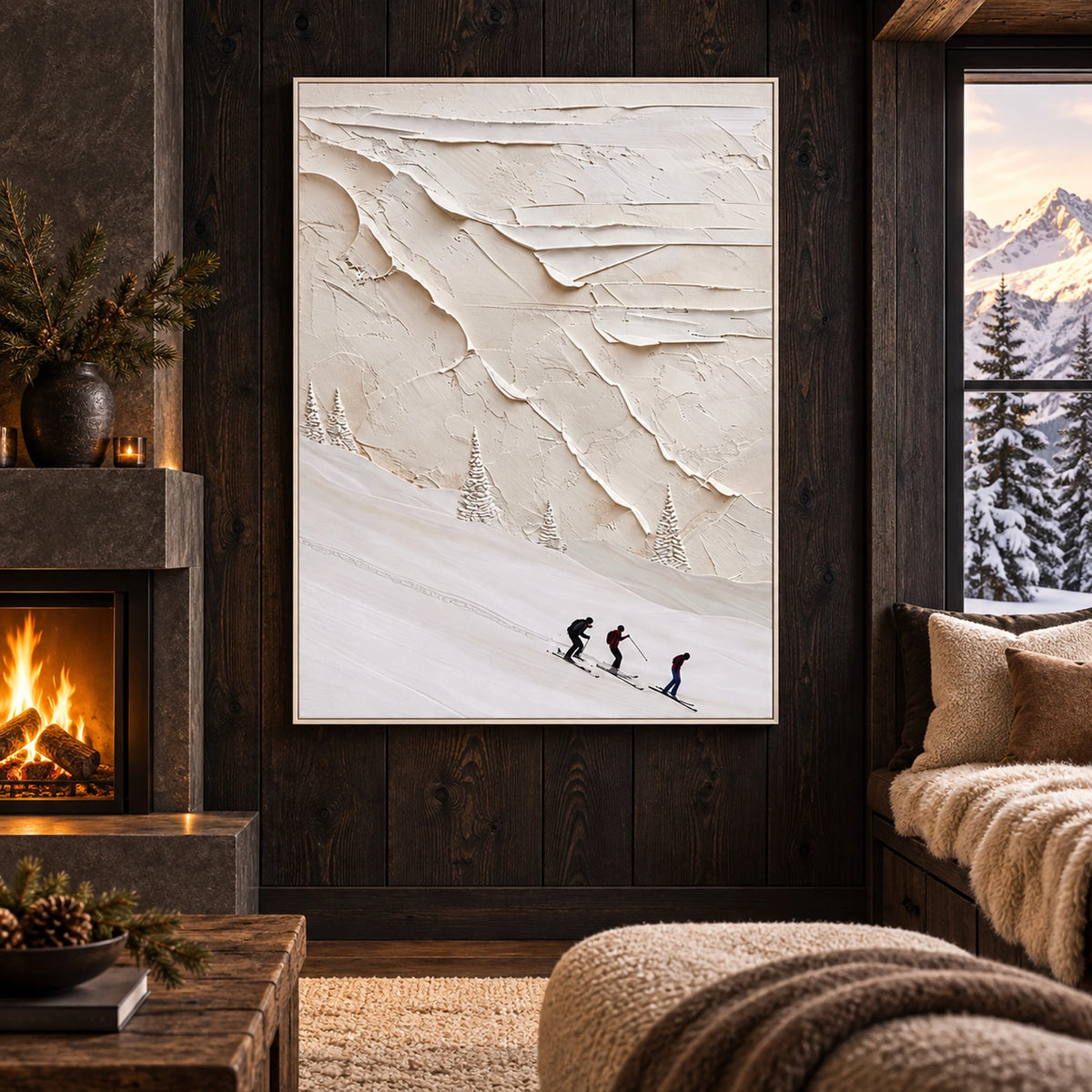 Minimal Ski Ridge Oil Painting – SK#0931