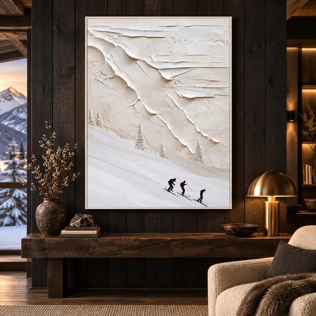 Minimal Ski Ridge Oil Painting – SK