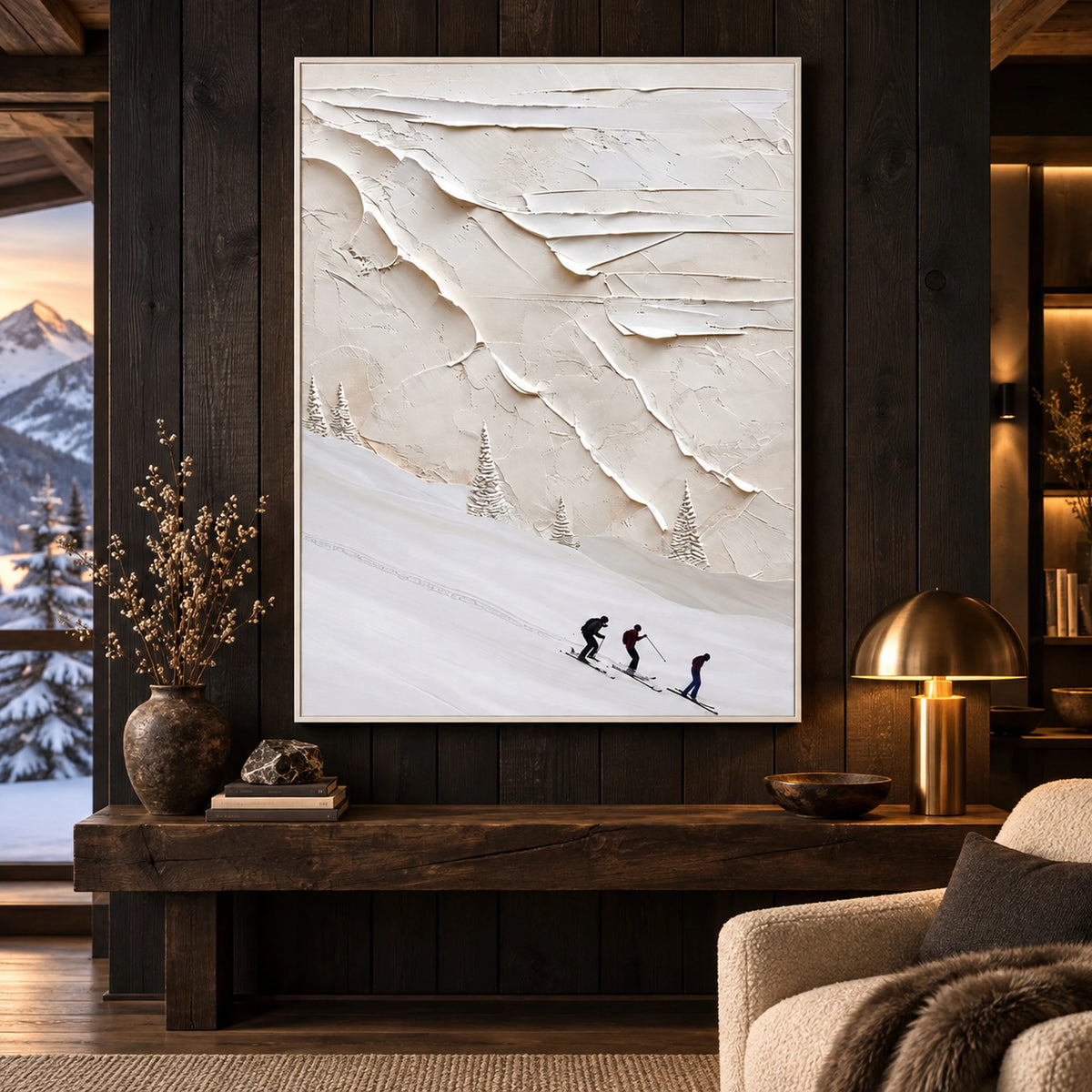 Minimal Ski Ridge Oil Painting – SK#0931