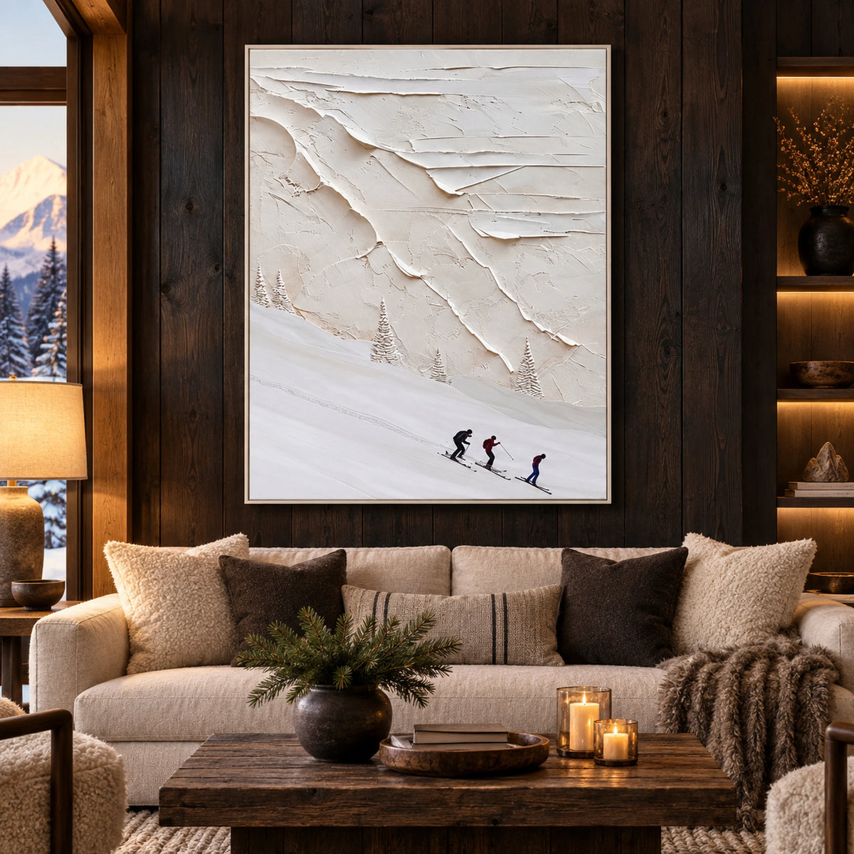 Minimal Ski Ridge Oil Painting – SK#0931