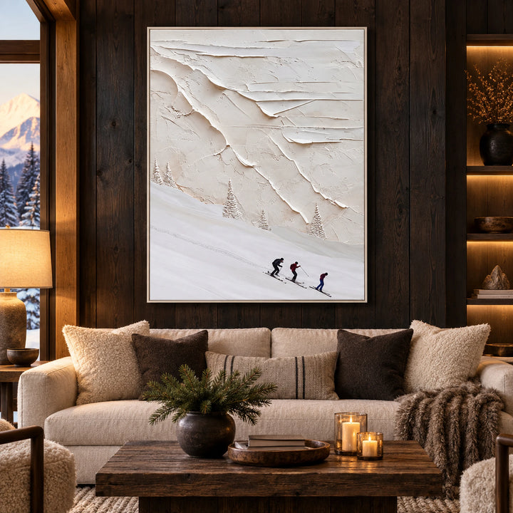 Minimal Ski Ridge Oil Painting – SK