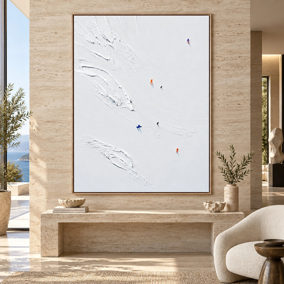 Minimal Snow Tracks Oil Painting – SK#0939
