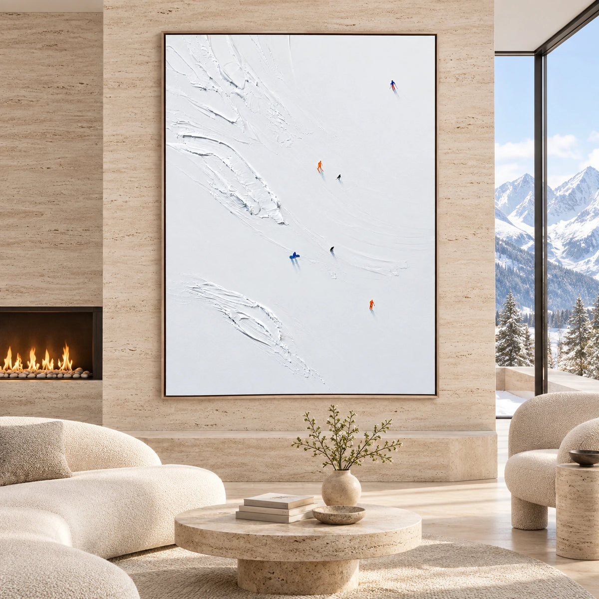 Minimal Snow Tracks Oil Painting – SK#0939
