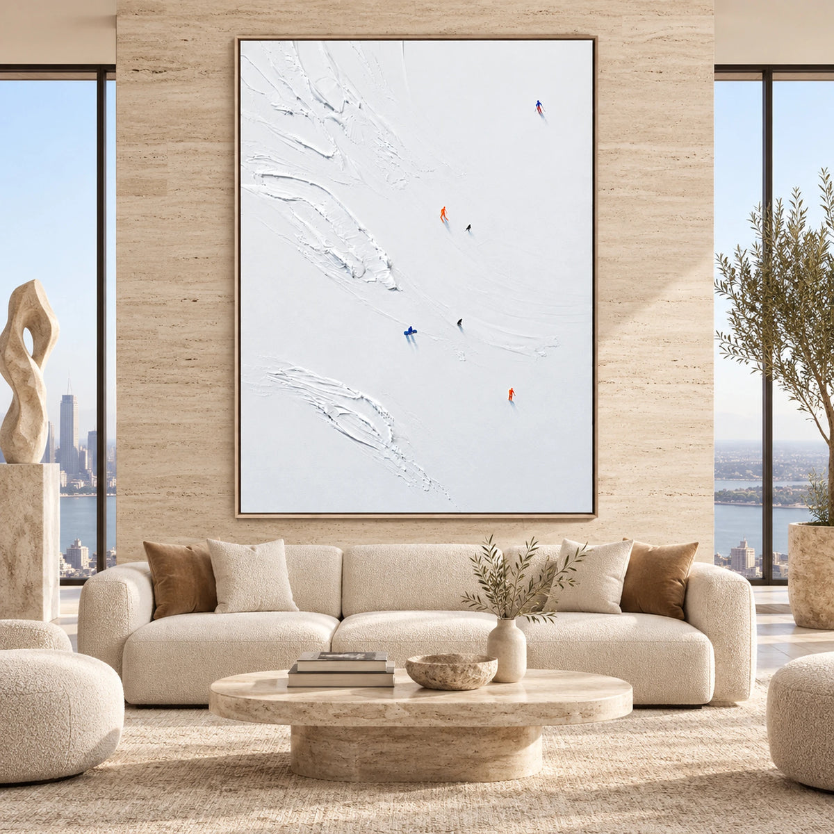 Minimal Snow Tracks Oil Painting – SK#0939