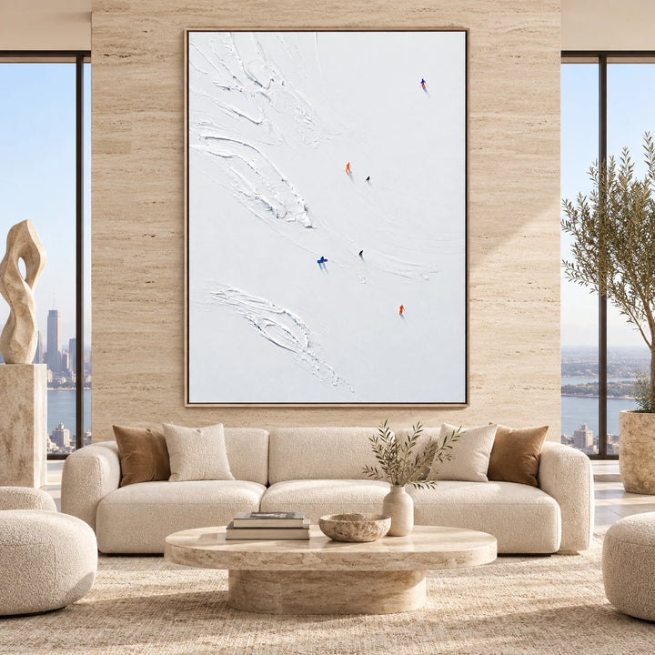 Minimal Snow Tracks Oil Painting – SK