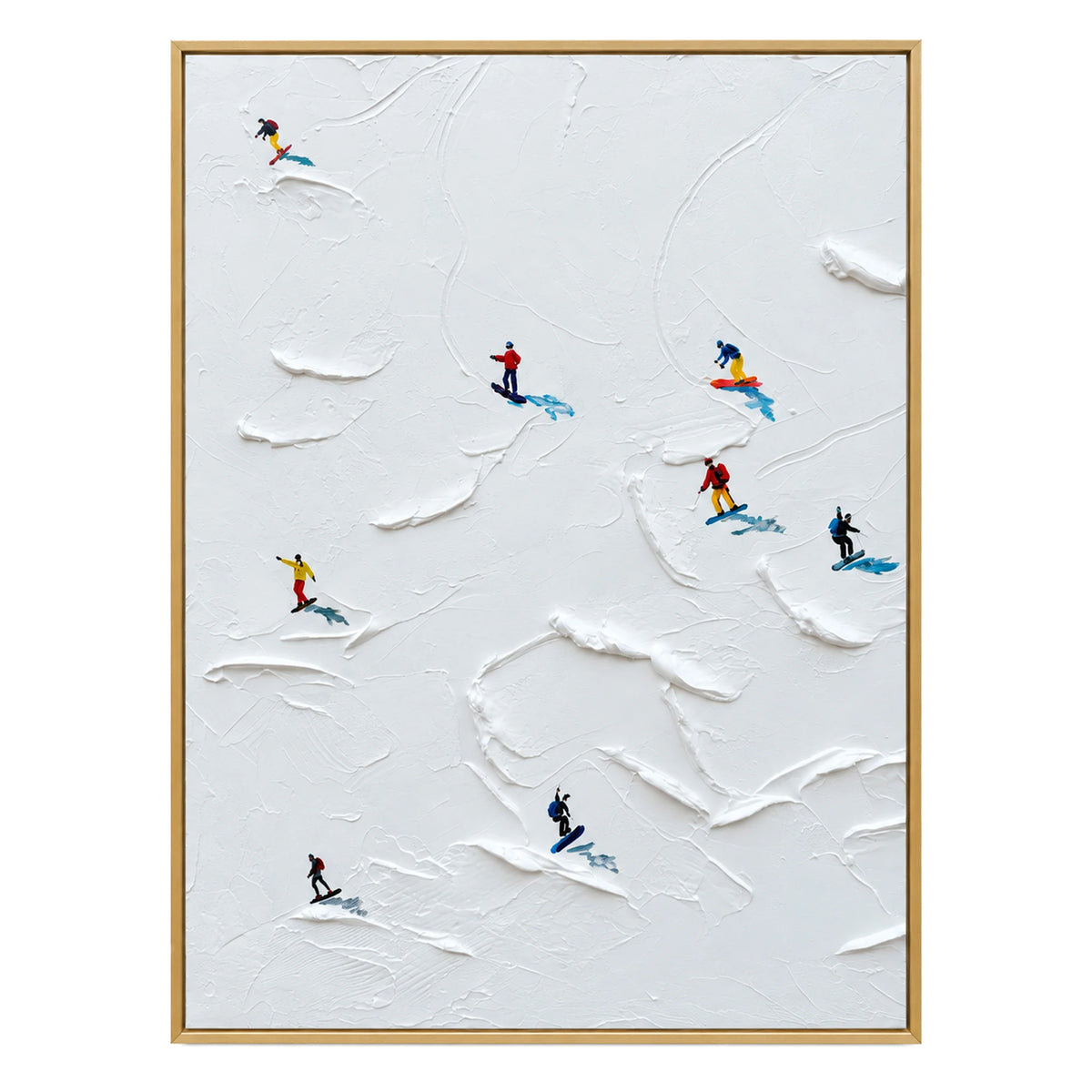 Minimal Vertical Skiers Oil Painting – SK#0927