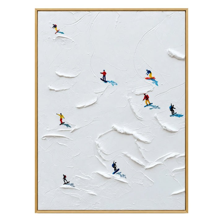 Minimal Vertical Skiers Oil Painting – SK