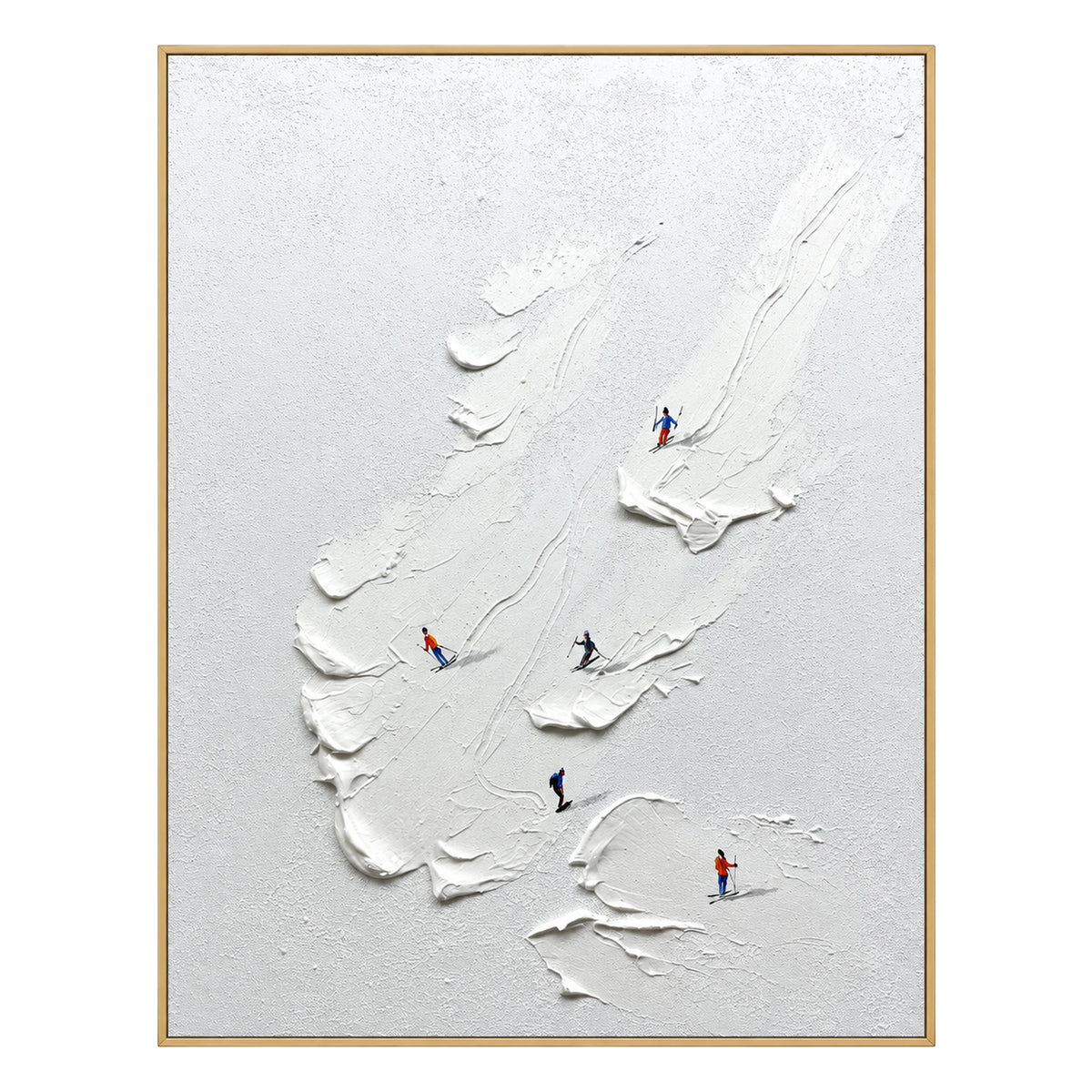 Minimal White Skiers Oil Painting – SK#0916