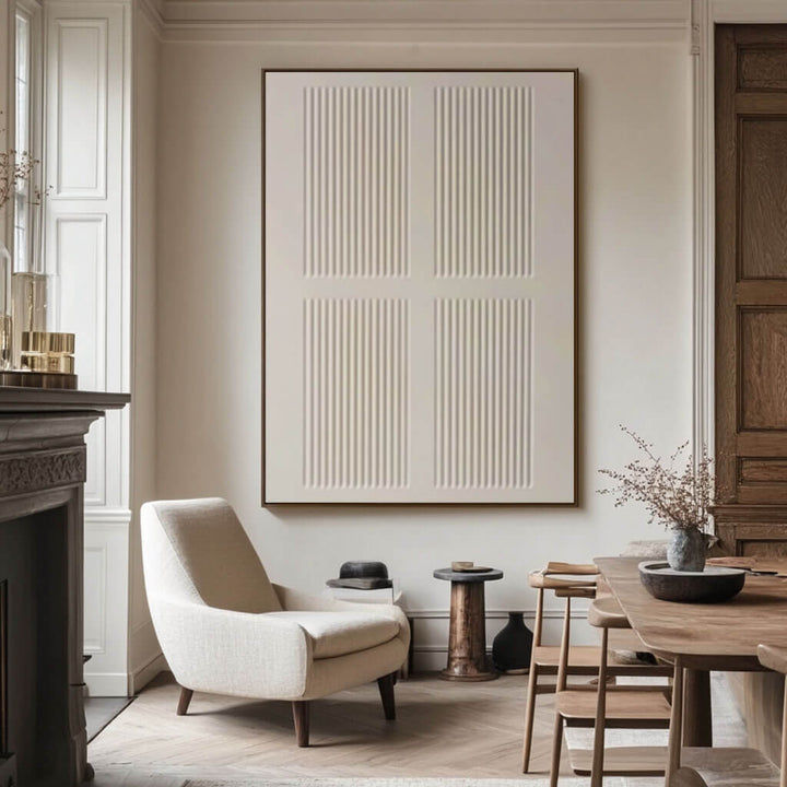 Quad Grid Relief – Minimalist Hand-Painted Oil Painting