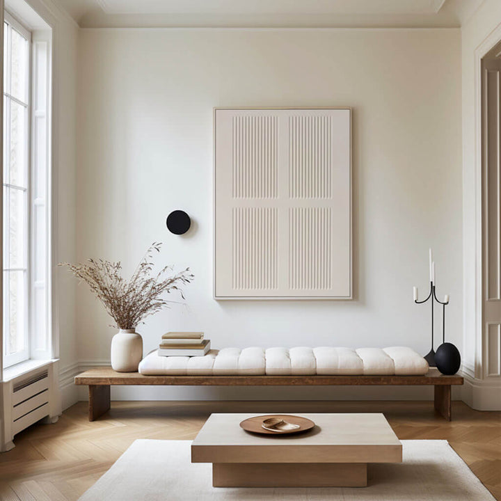 Quad Grid Relief – Minimalist Hand-Painted Oil Painting