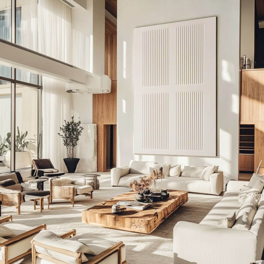 Quad Grid Relief – Minimalist Hand-Painted Oil Painting