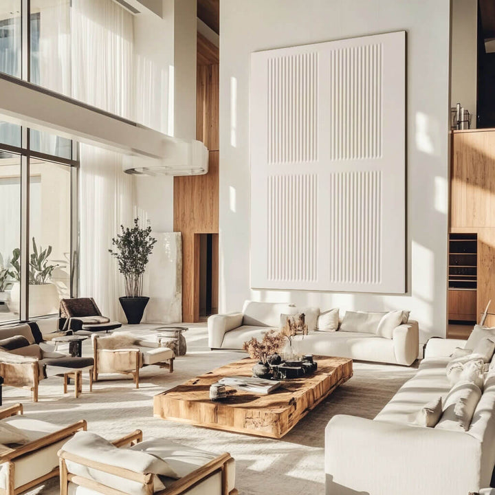 Quad Grid Relief – Minimalist Hand-Painted Oil Painting