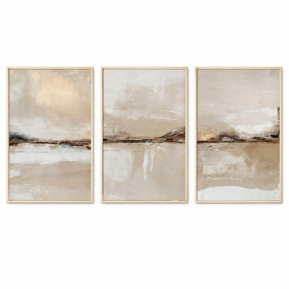 Modern Neutral Pastel Japandi Abstract Triptych – TP#1403