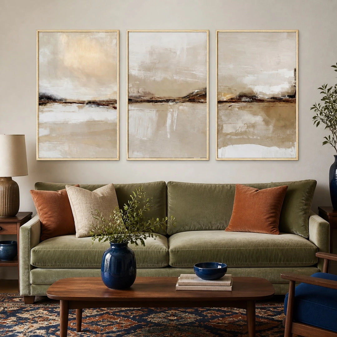 Modern Neutral Pastel Japandi Abstract Triptych – TP