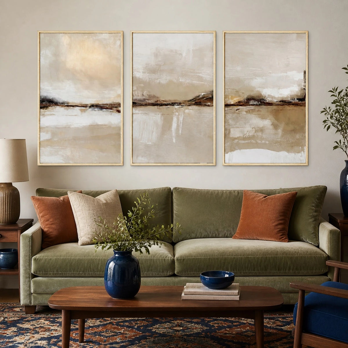 Modern Neutral Pastel Japandi Abstract Triptych – TP#1403