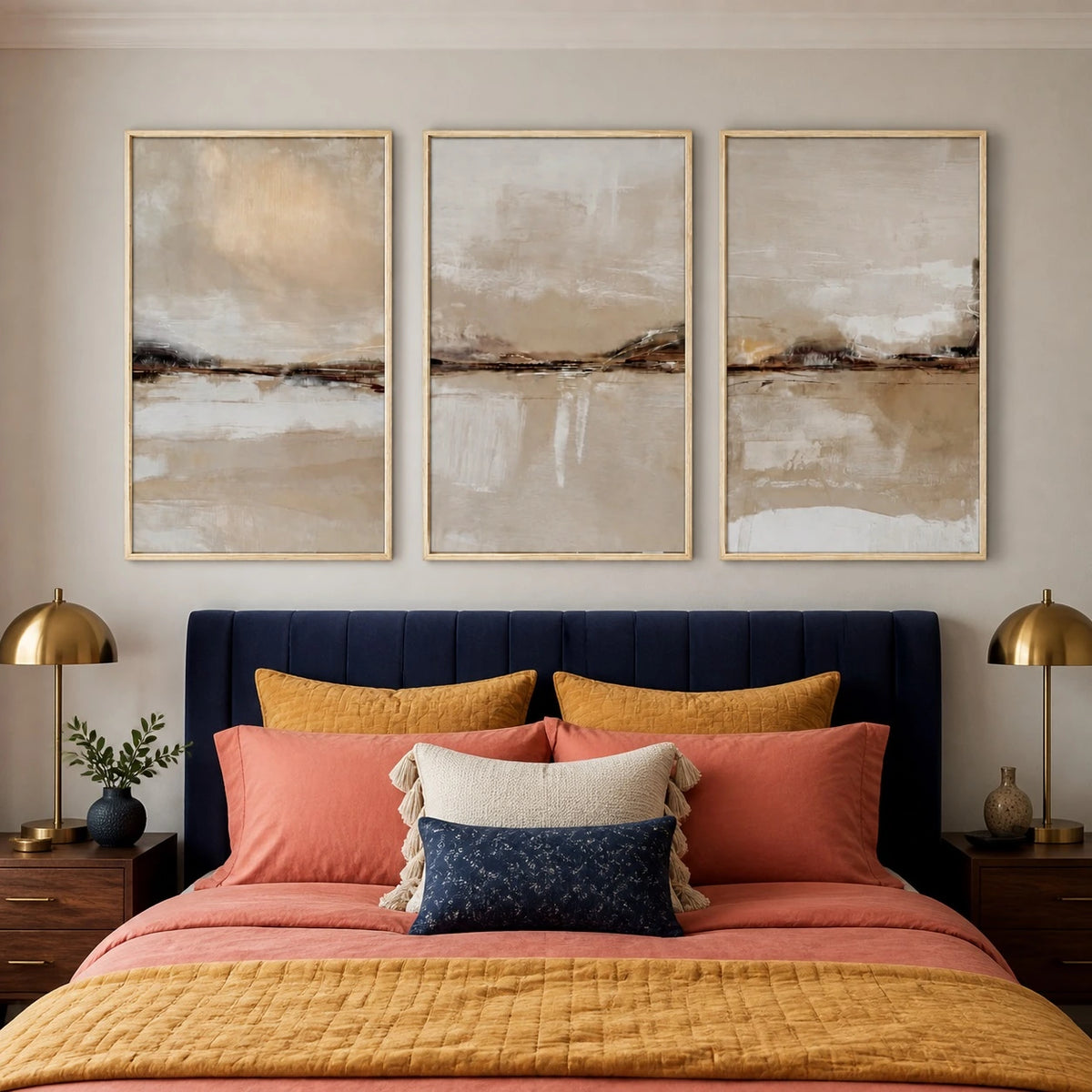 Modern Neutral Pastel Japandi Abstract Triptych – TP#1403