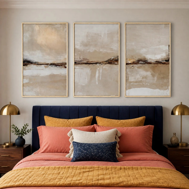 Modern Neutral Pastel Japandi Abstract Triptych – TP