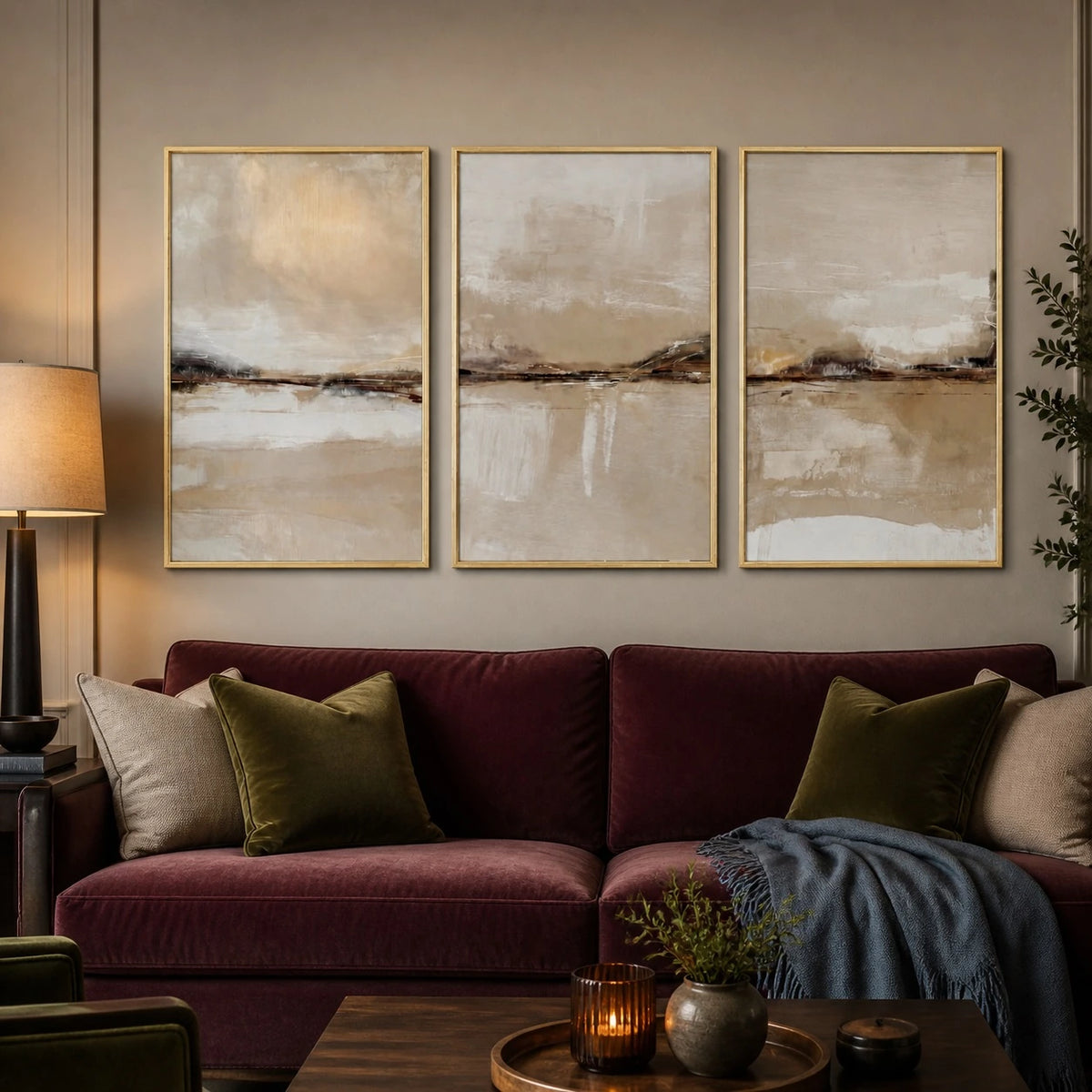 Modern Neutral Pastel Japandi Abstract Triptych – TP#1403