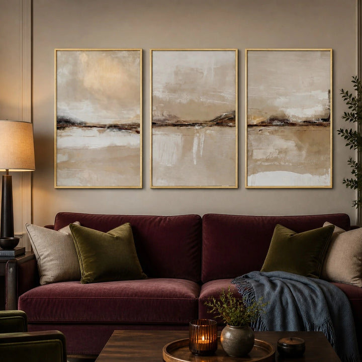 Modern Neutral Pastel Japandi Abstract Triptych – TP