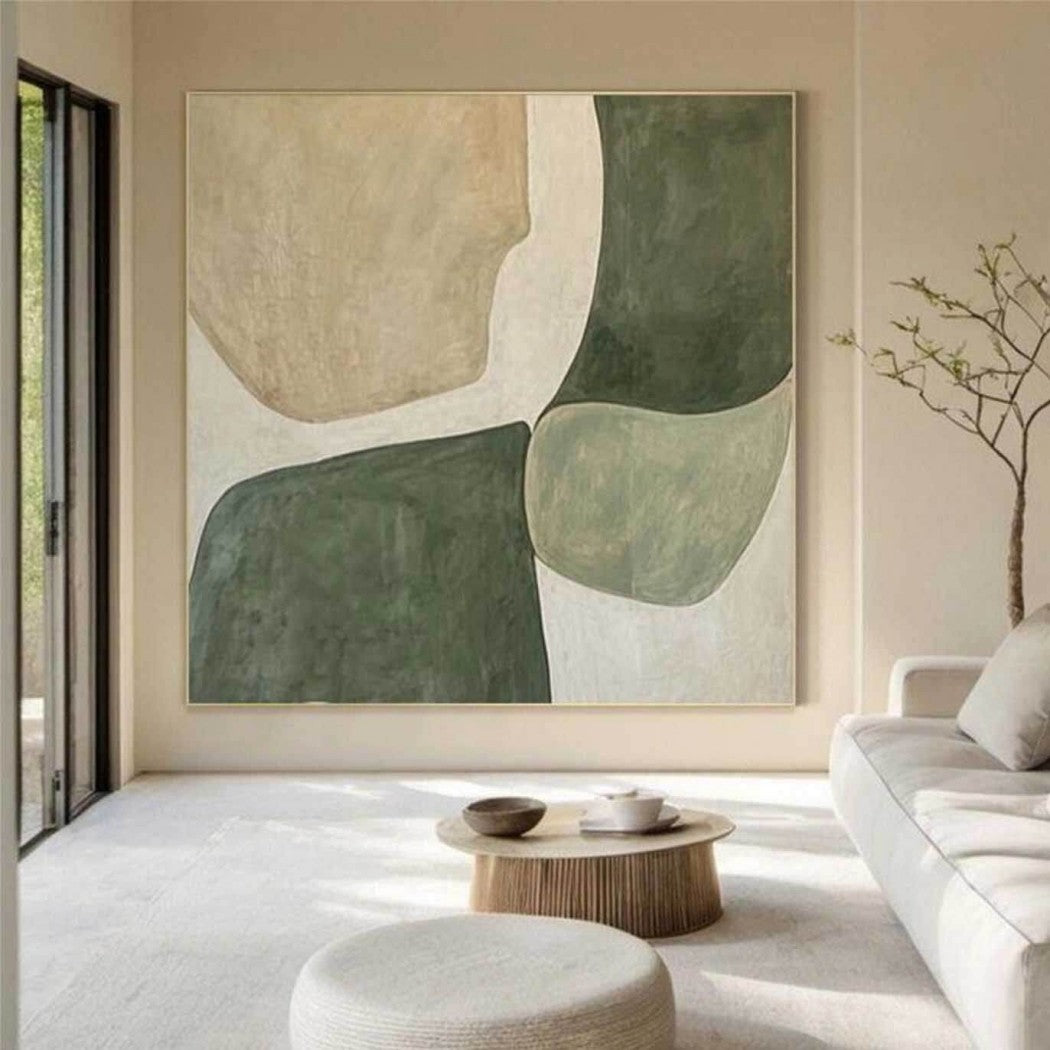 Mossy Alignment – Abstract Hand-Painted Oil Painting