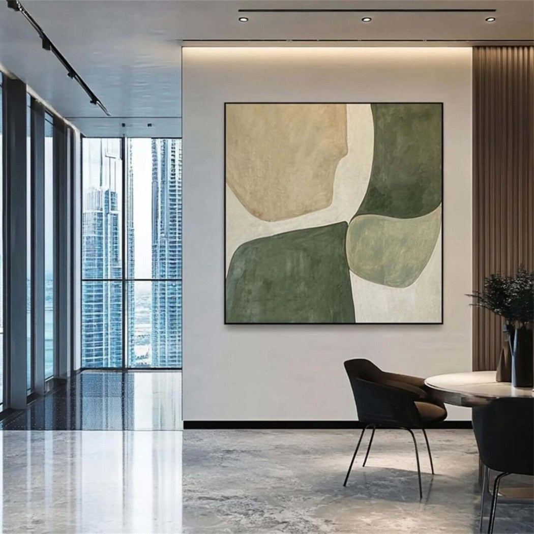 Mossy Alignment – Abstract Hand-Painted Oil Painting