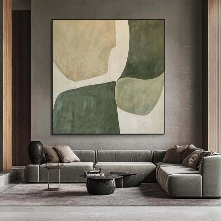 Mossy Alignment – Abstract Hand-Painted Oil Painting