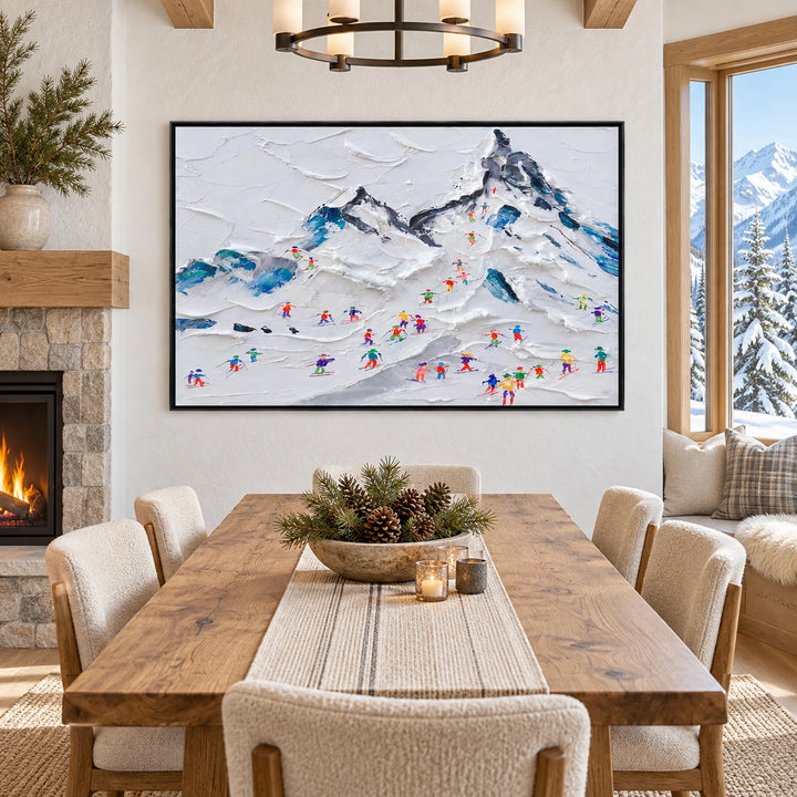 Mountain Resort Skiers Oil Painting – SK