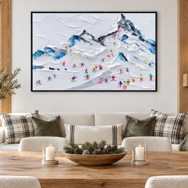 Mountain Resort Skiers Oil Painting – SK