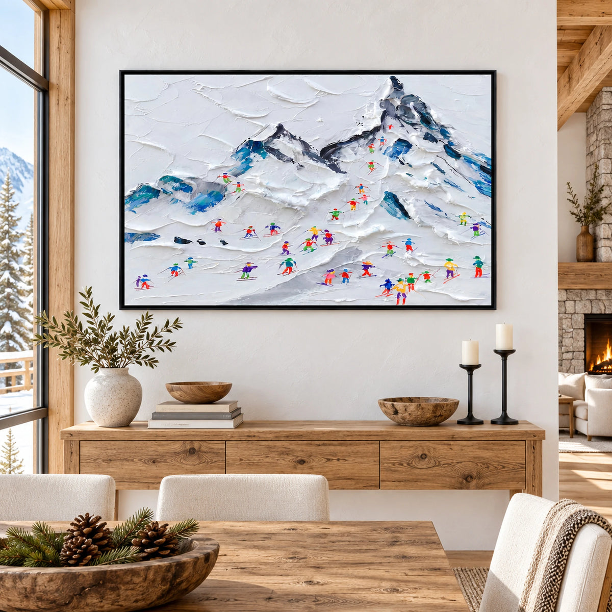 Mountain Resort Skiers Oil Painting – SK#0941